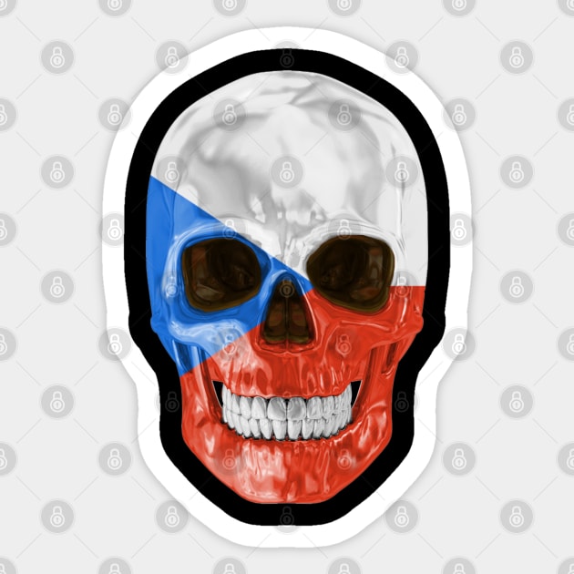 Czech Republic Flag Skull - Gift for Czech With Roots From Czech Republic Sticker by Country Flags